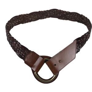 Genuine brown braided  leather belt  Medium